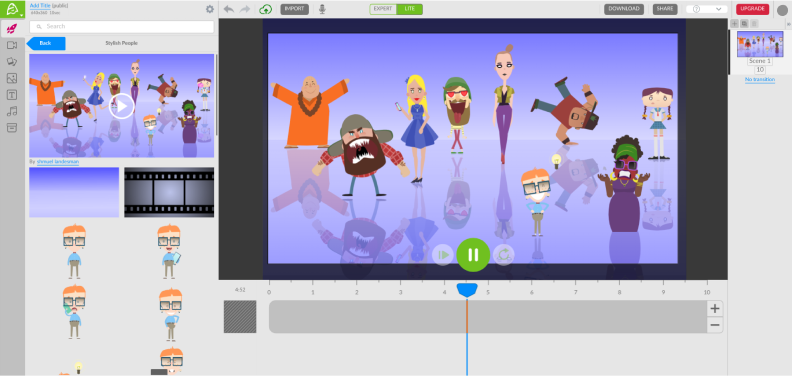 Animated media assets in Animatron