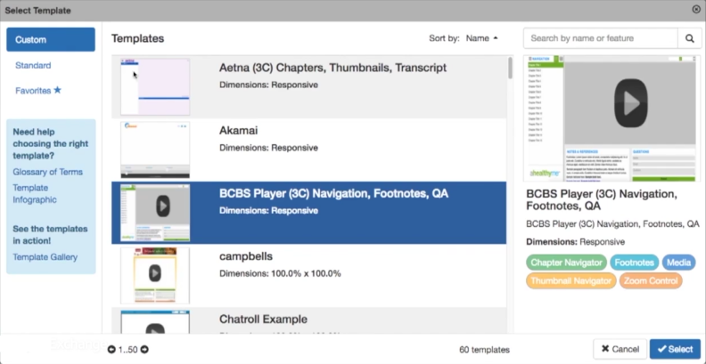 Knovio's library of templates