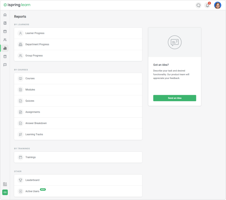 Report Types in iSpring Learn