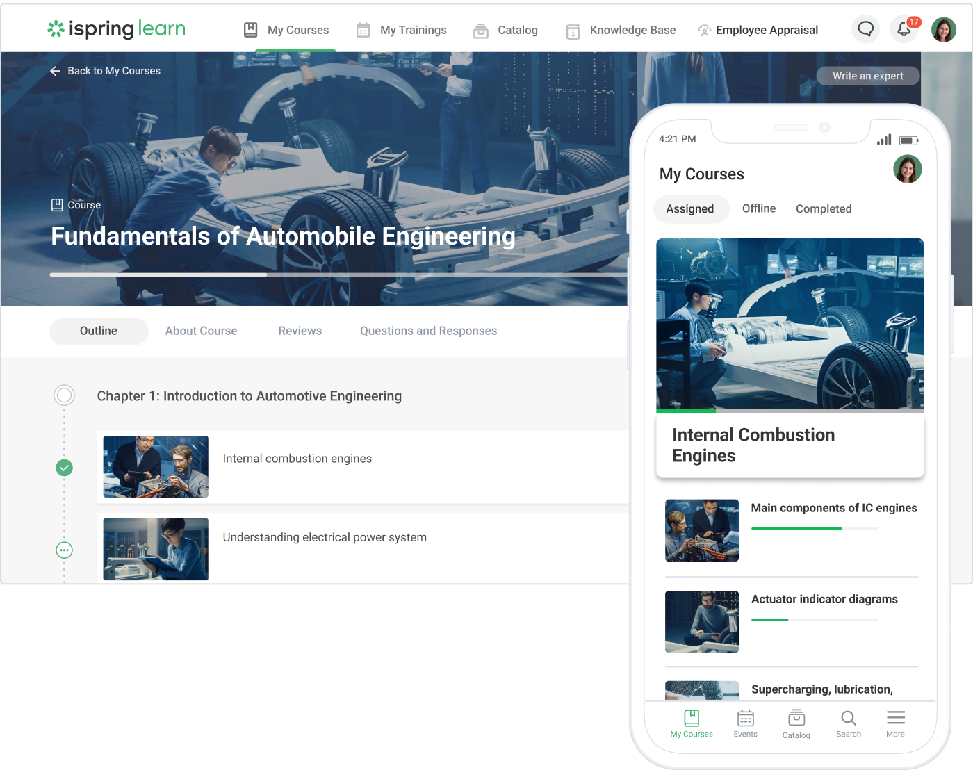 The iSpring Learn LMS interface 