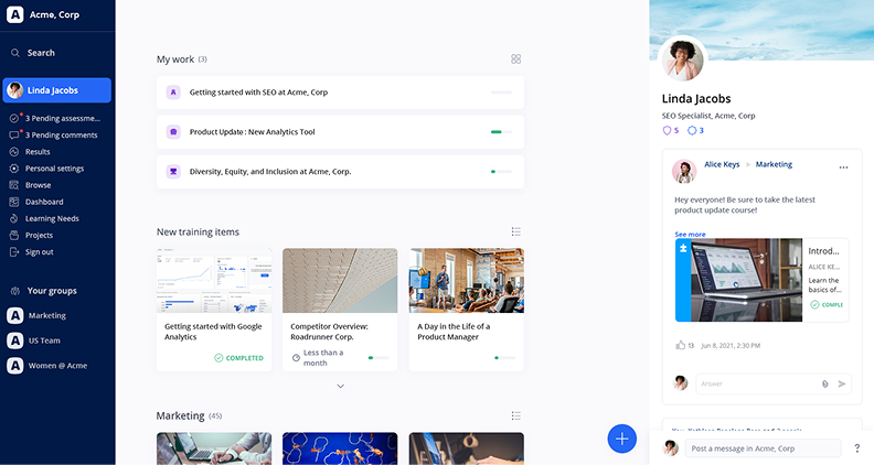 360Learning interface