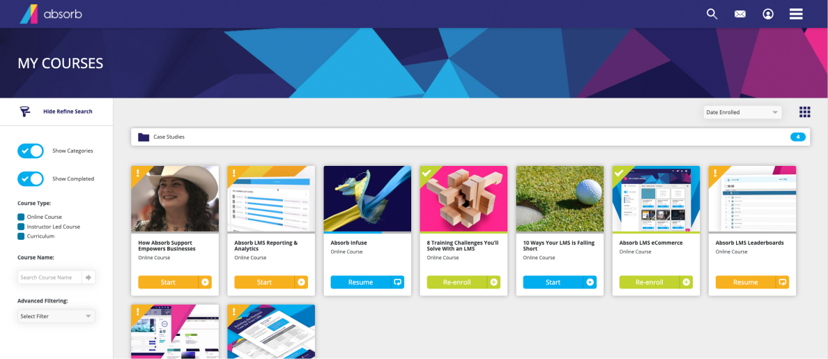 Absorb LMS interface