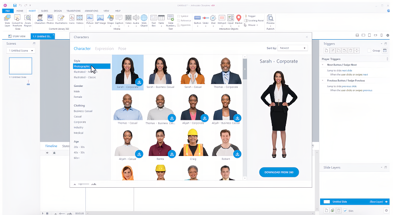 Articulate ready-made assets