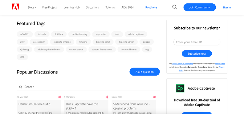 Captivate support community