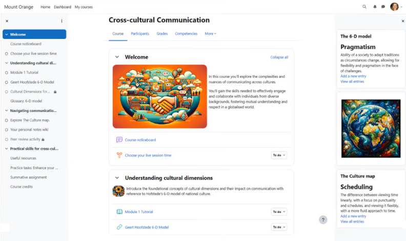 Moodle LMS interface