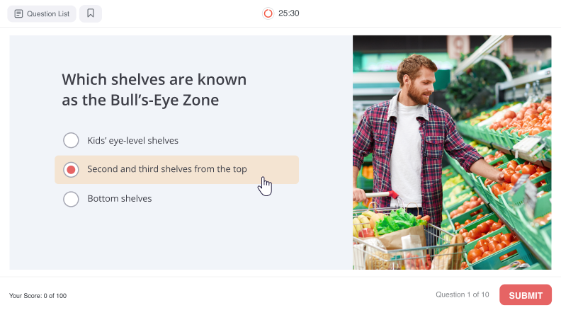 An interactive quiz in the iSpring Learn LMS