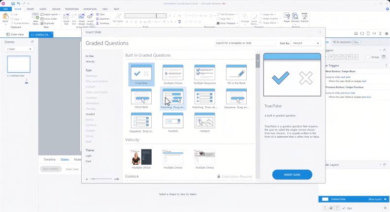 Quizzes in Articulate
