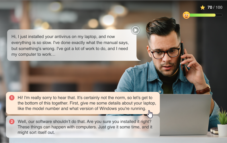 A role-play in the iSpring Learn LMS