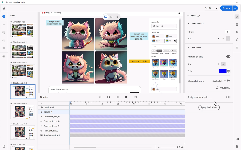 Screen recording in Captivate