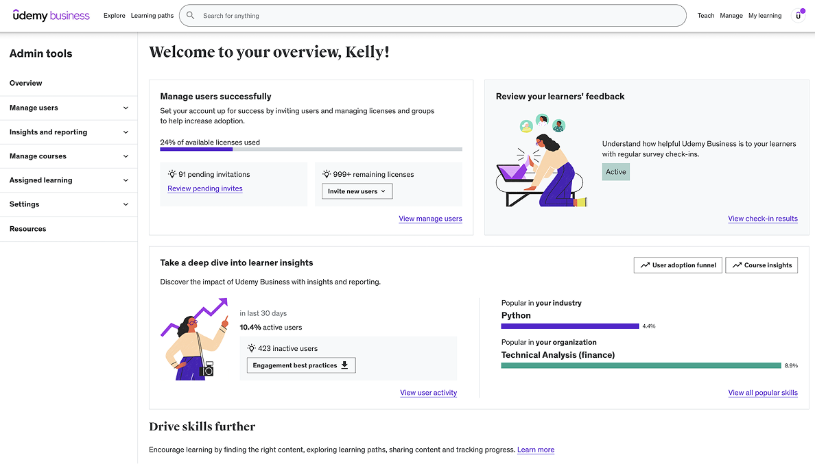 Udemy Business interface