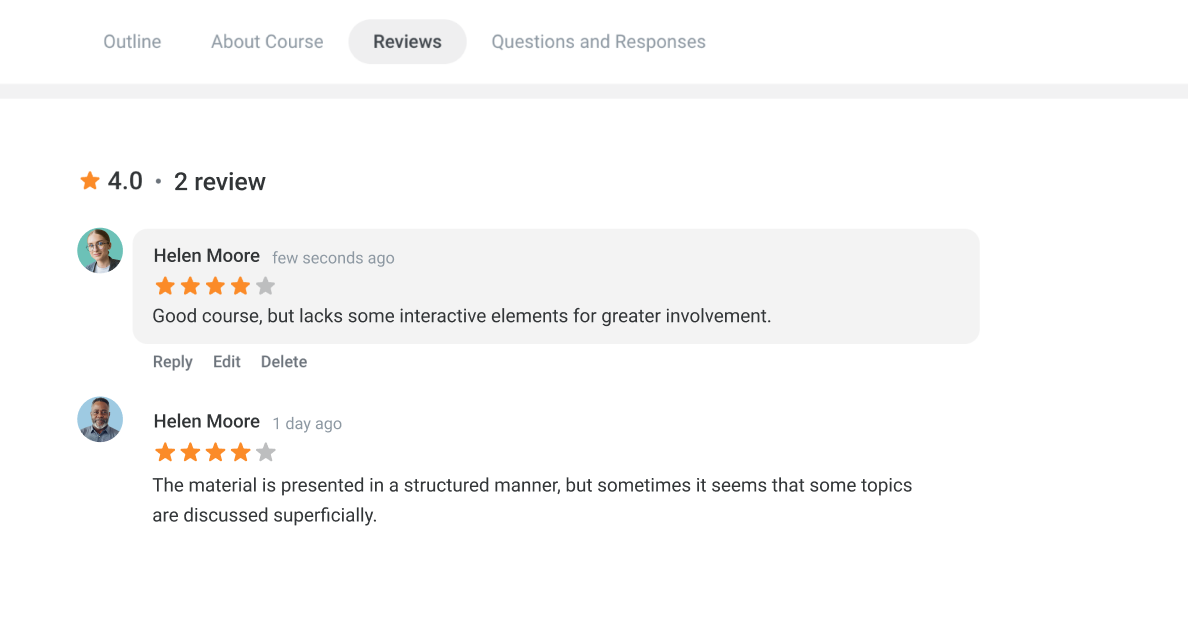 Rating a cohort-based learning courses in the iSpring Learn LMS