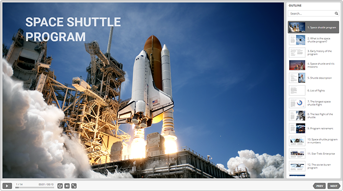 Space Shuttle demo course created with iSpring Suite