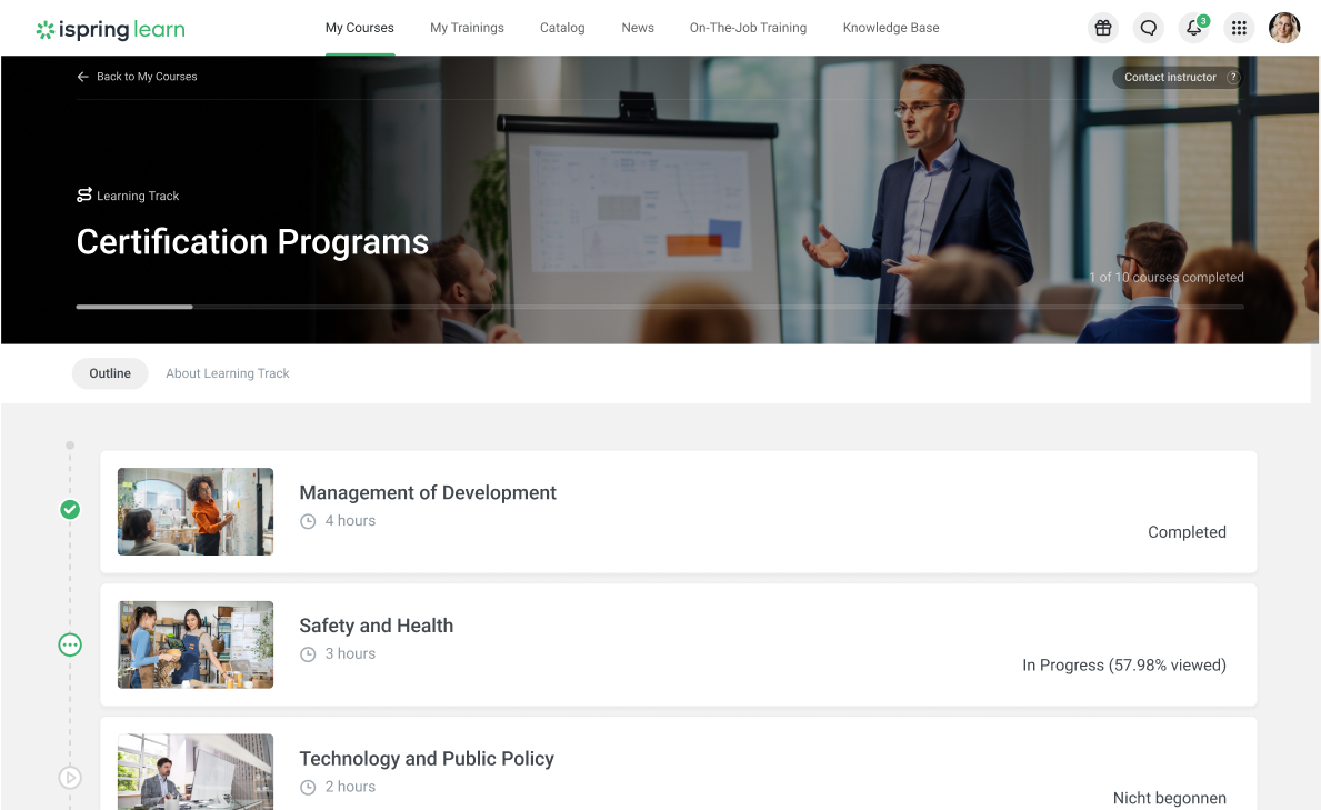 iSpring Learn interface