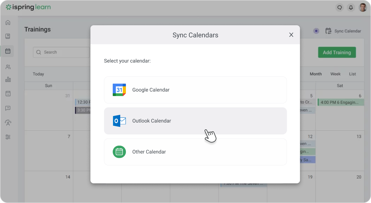 Syncing calendars with iSpring Learn