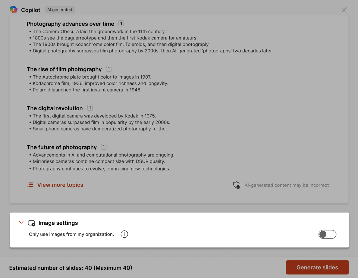 Using on-brand images in Copilot