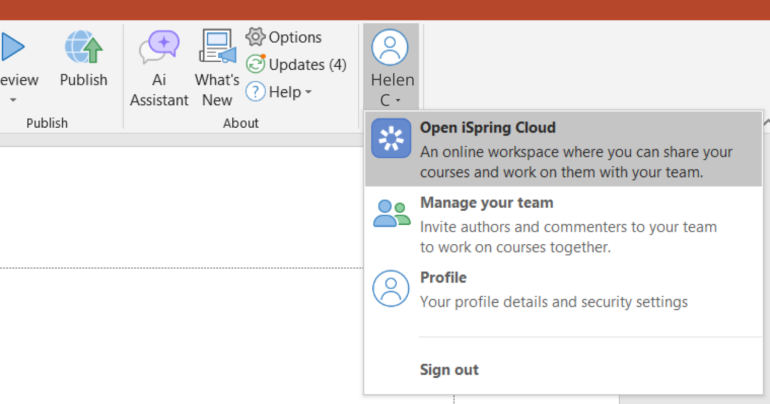 Click Open iSpring Cloud