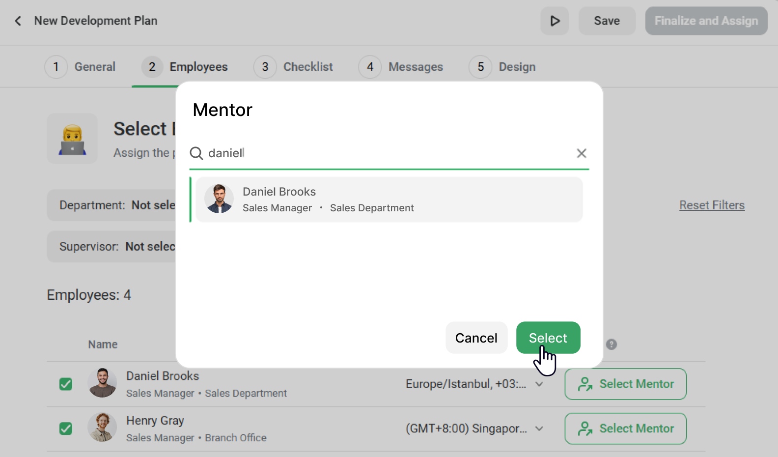 How to assign a mentor to the employee
