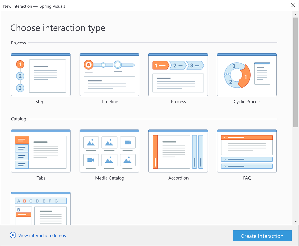 Interaction templates in iSpring Suite