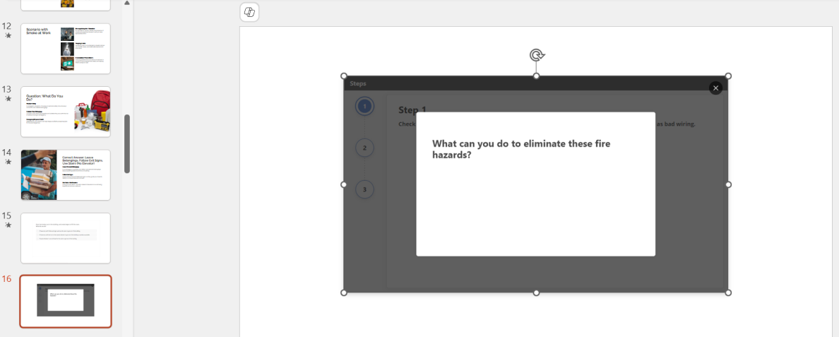 Interactive elements in the PowerPoint presentation
