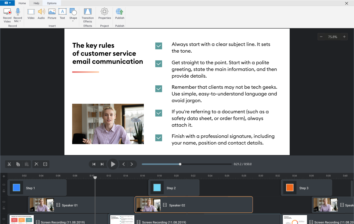 Recording videos in iSpring Suite