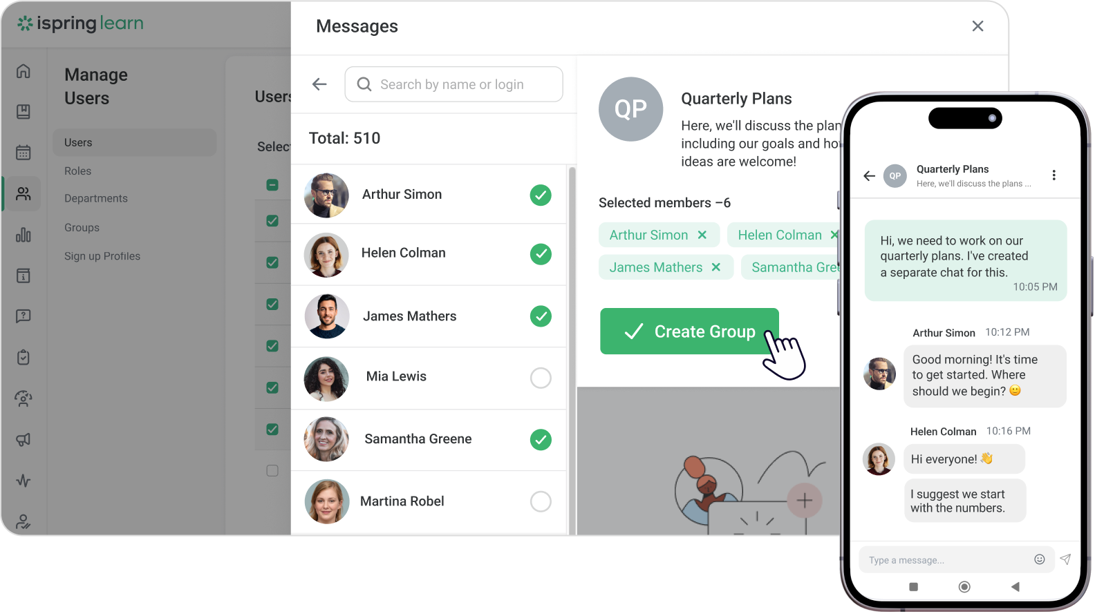 Social learning in iSpring Learn