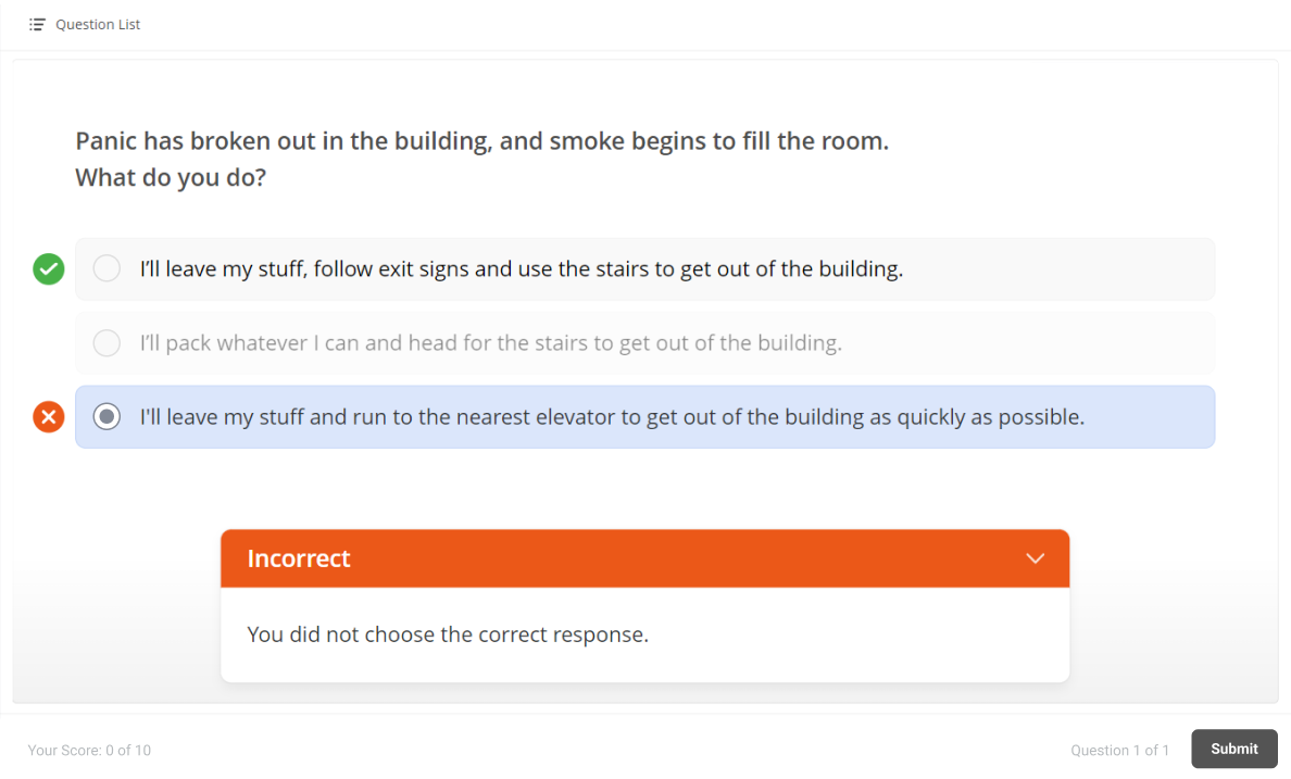 Taking the quiz in iSpring Suite Max