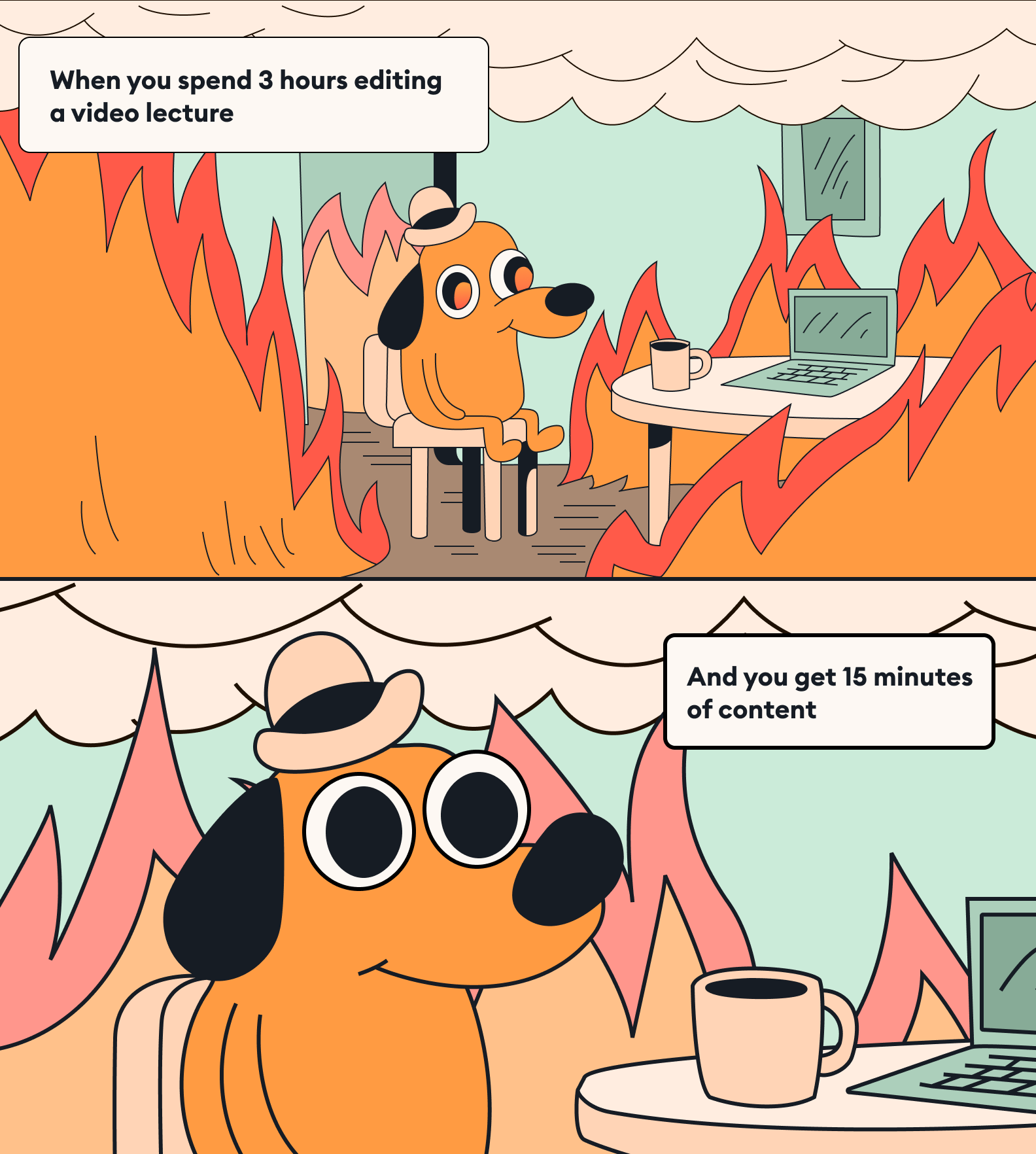 This is fine meme for educators