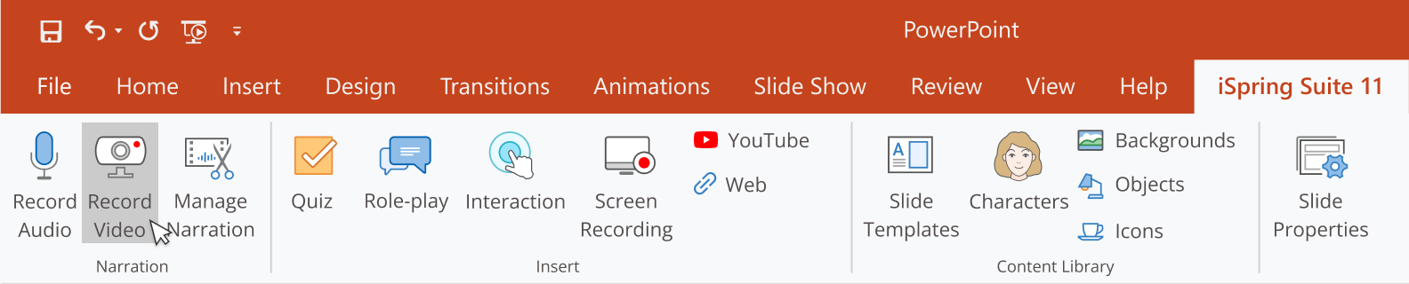 Where to find the Record Video icon