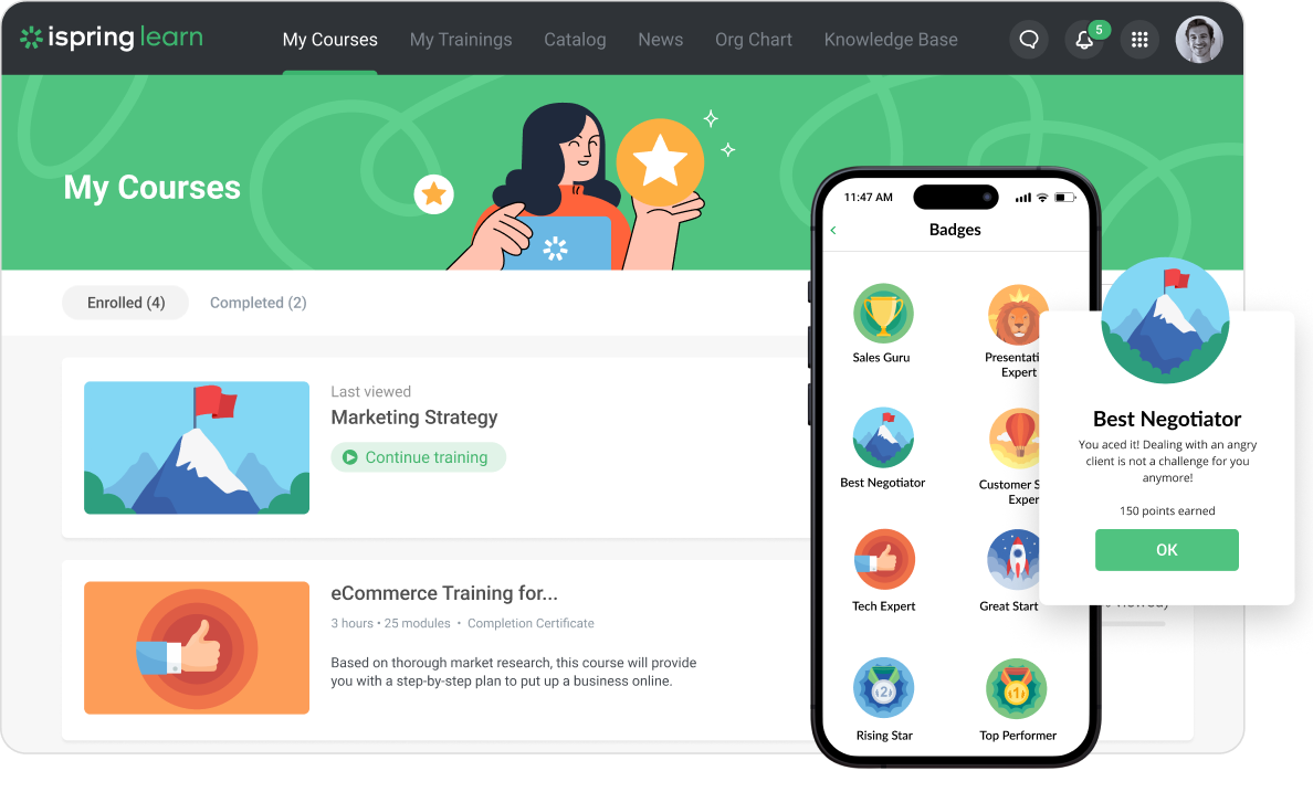 Gamified challenges in iSpring Learn