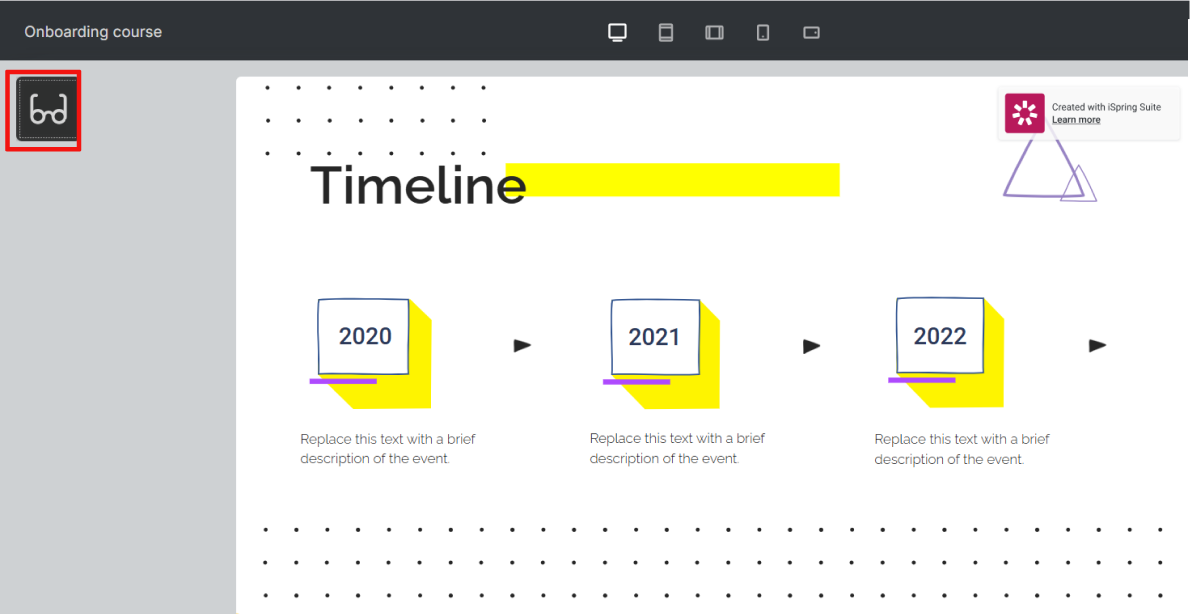 iSpring Accessibility Mode preview window