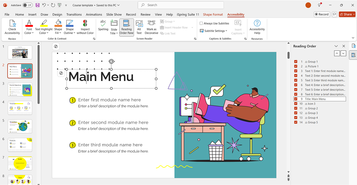 Accessibility settings in PowerPoint