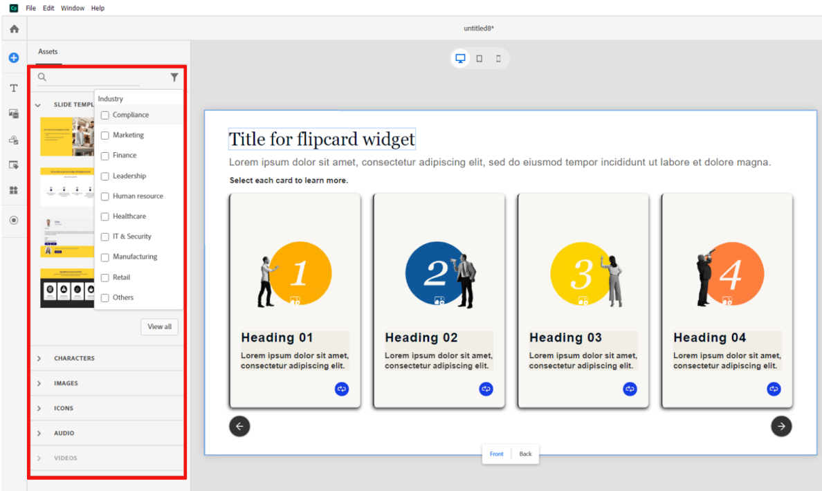 Adobe Captivate asset library