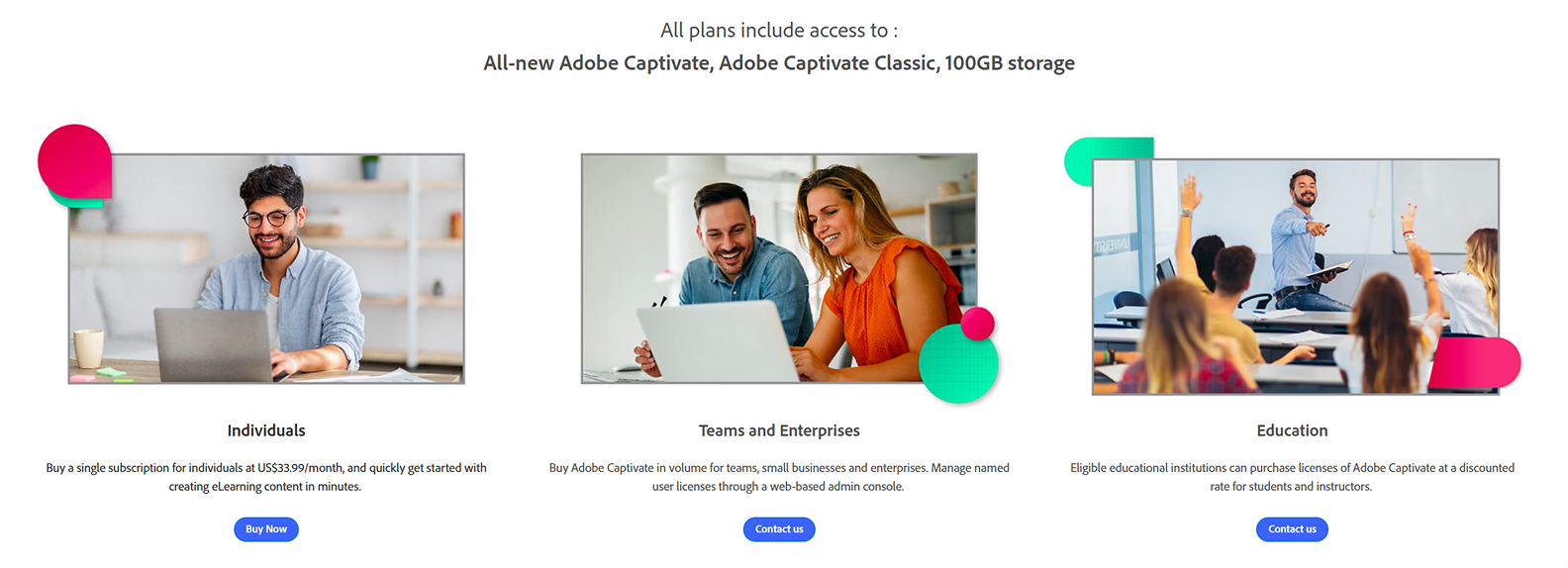 Adobe Captivate pricing plans