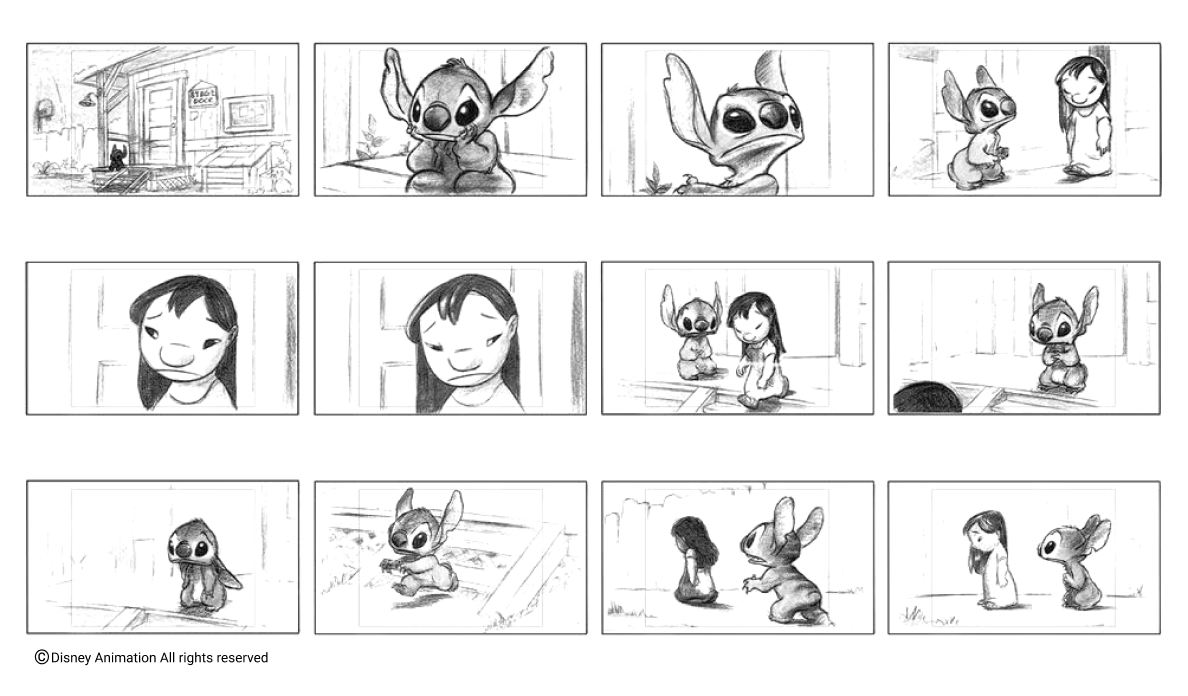 An example of a storyboard for a Disney cartoon
