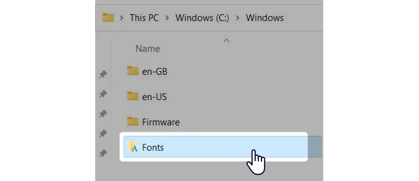 C:WindowsFonts in File Explorer
