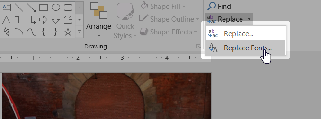 Replace fonts option in PowerPoint