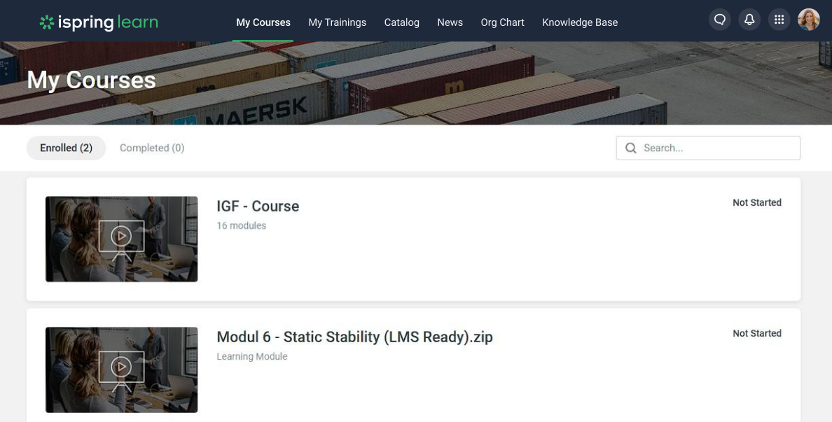 A SIMAC training course in iSpring Learn