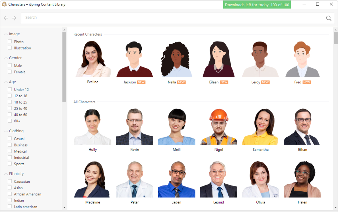 iSpring character library