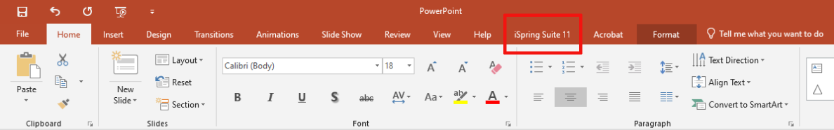 iSpring Suite tab