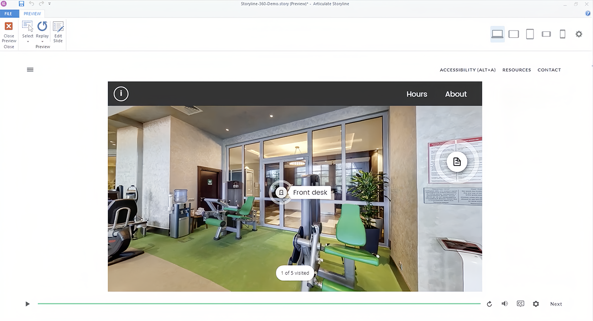 Interactions in Storyline 360
