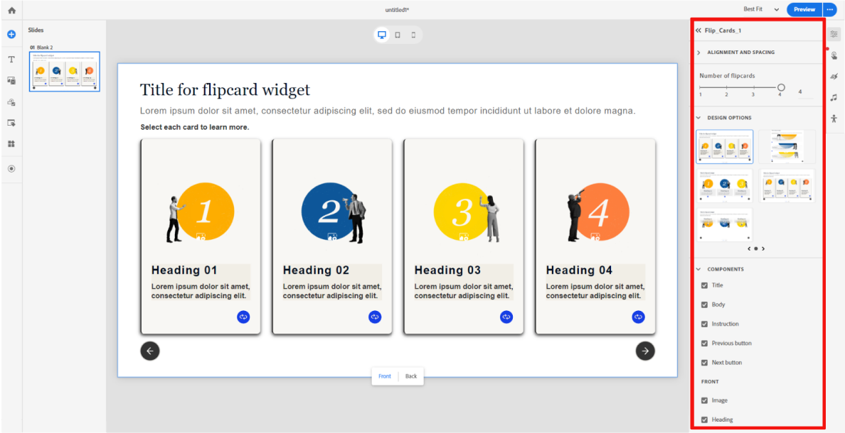 Adobe Captivate interactive element customization panel