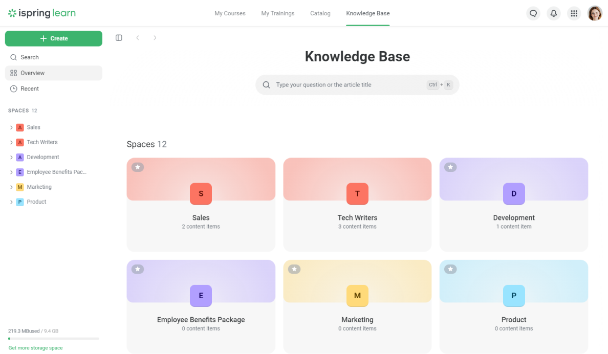 A knowledge base in iSpring Learn