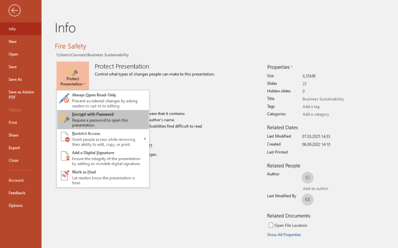 Built-in option to set up password protection