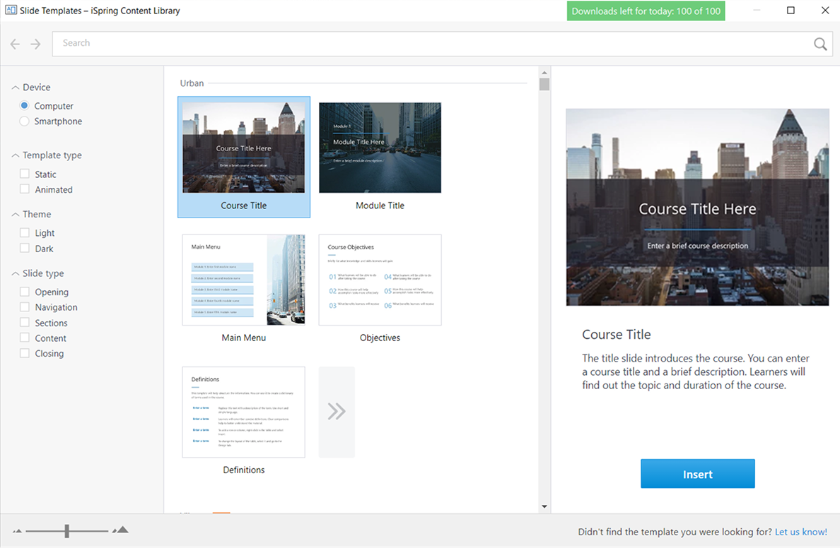 Designed templates in iSpring Suite
