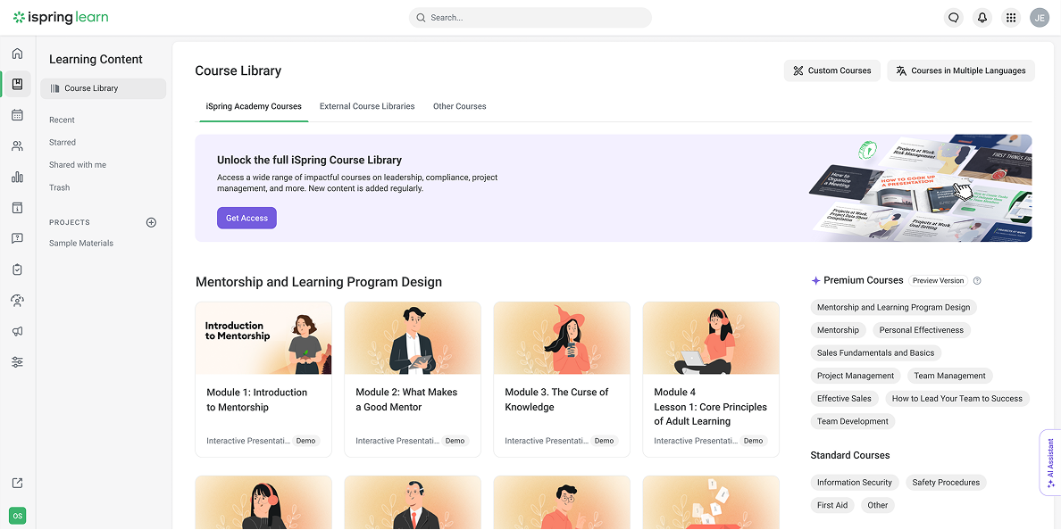 Improved Course Library navigation