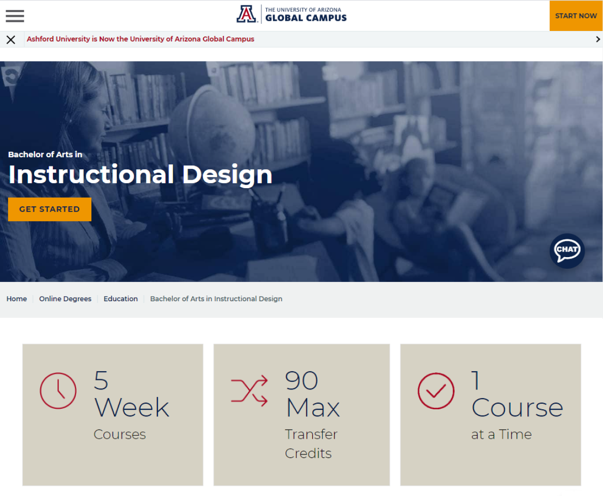 Bachelor’s Program in Instructional Design by the University of Arizona