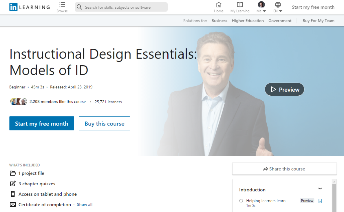 Instructional Design Course by LinkedIn Learning