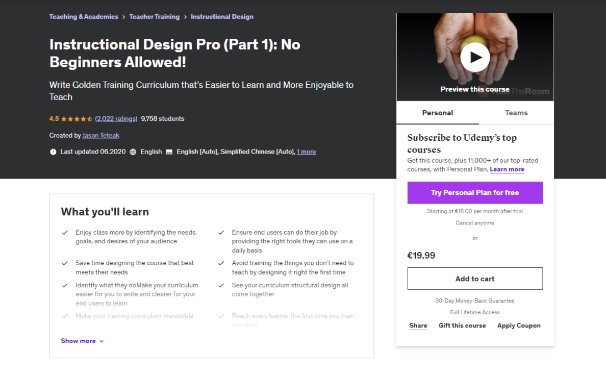 Instructional Design Course by Udemy
