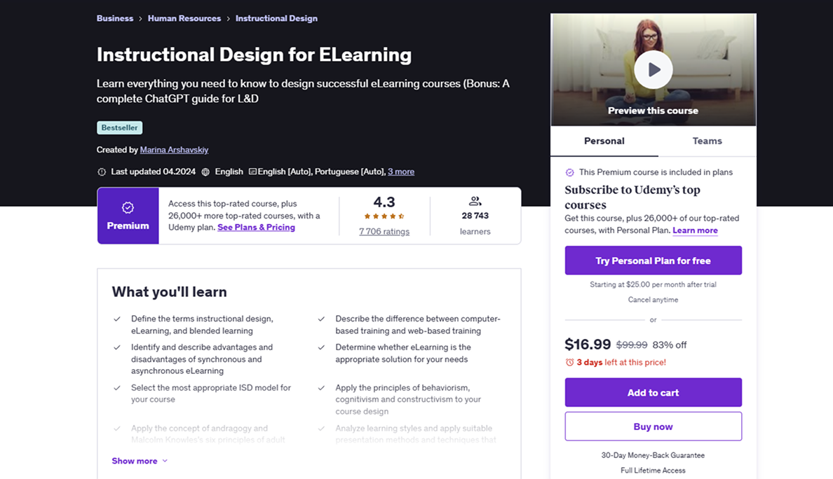 Instructional Design for eLearning (Udemy)