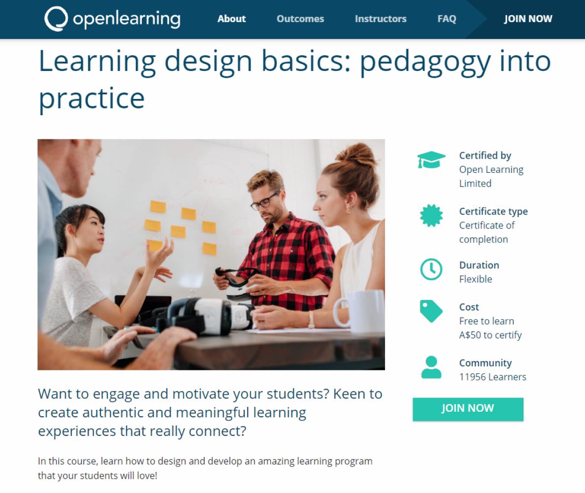 Course on Learning Design Basics by OpenLearning